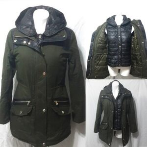 Guess Quilted Puffer Ski Jacket Hooded Trench Coat Small Extreme Cold Weather